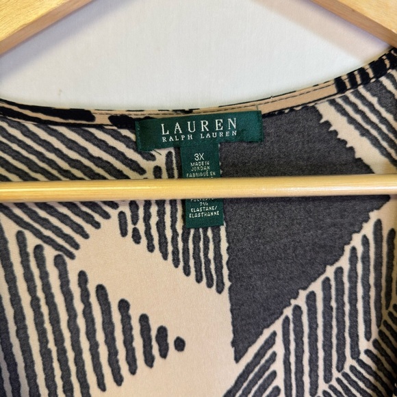 Ralph Lauren Black and Cream Patterned Midi Dress 3X NWT - Picture 3 of 6